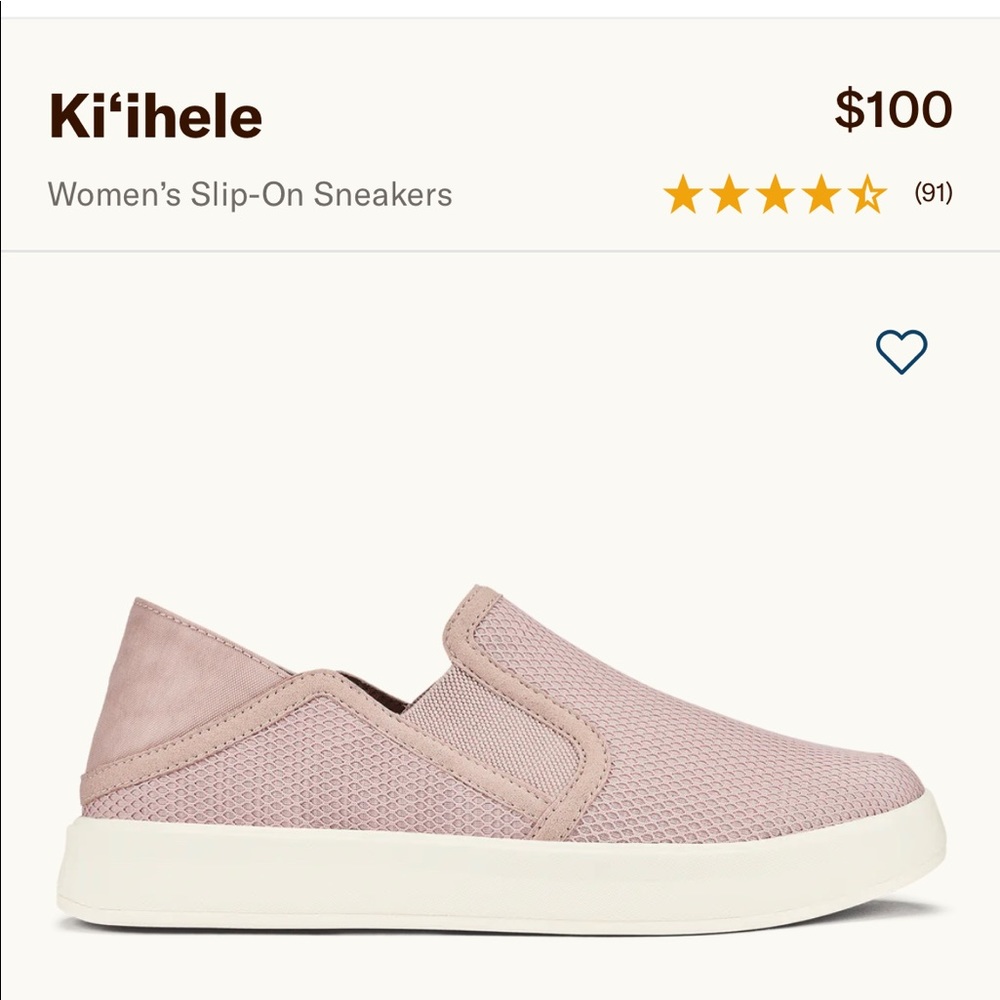 Olukai Ki‘ihele slip on sneaker in rose dust- Women’s size 5 NWT